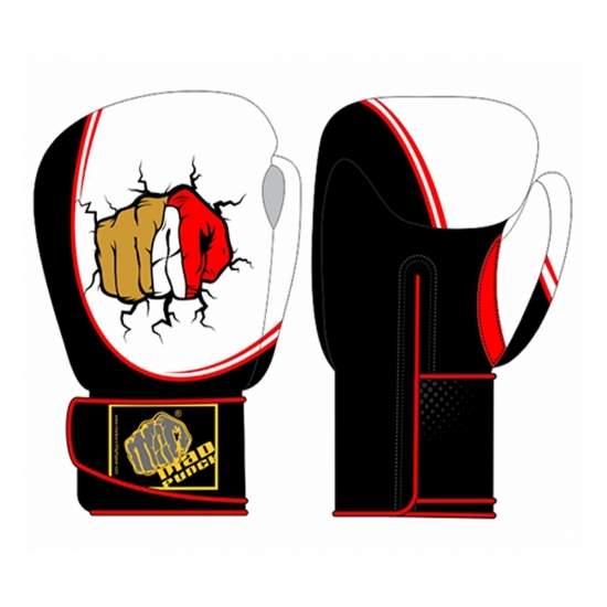 White Black Training Sparring Boxing Gloves PU Leather 