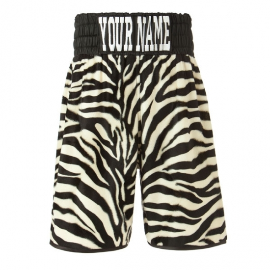 ZEBRA PRINT SUBLIMATION BOXING SHORTS SATIN 