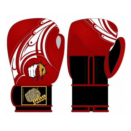 PU Leather Training Boxing Gloves Red whitek printing
